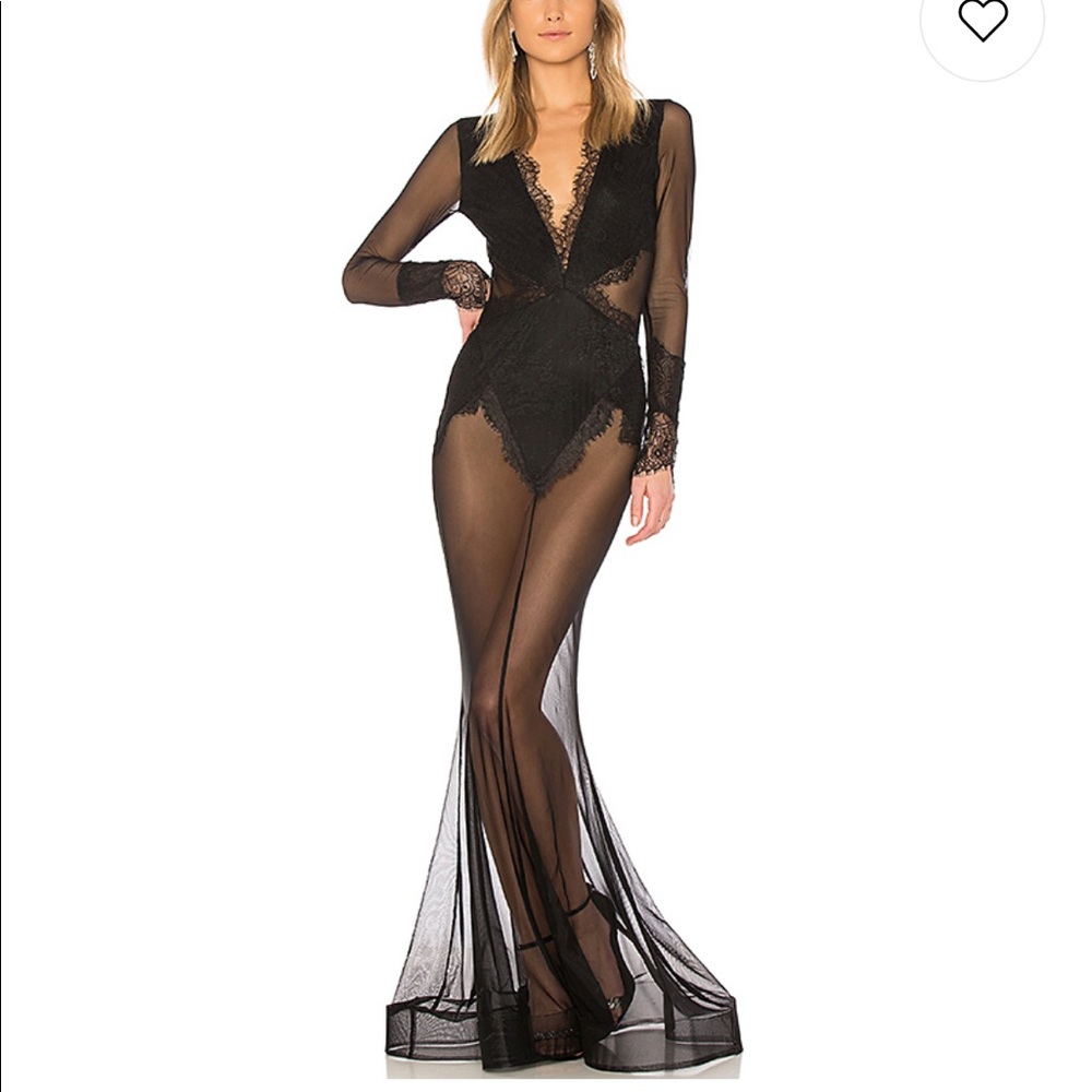 Beautiful long mesh and black gown!